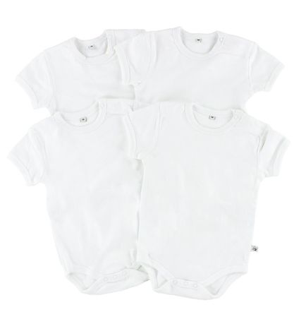 Pippi Baby Bodysuit - 4-Pack - S/S - White