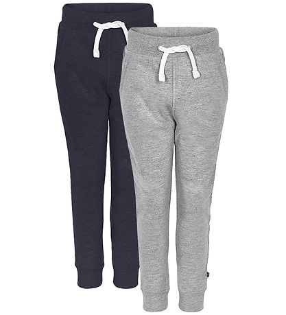 Minymo Jogginghosen - 2er-Pack - Navy/Grau