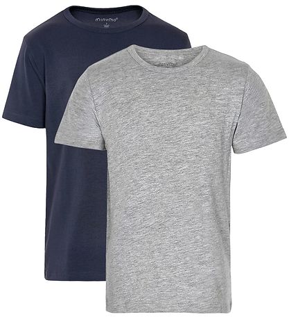 Minymo T-Shirt - 2er-Pack - Navy/Grau
