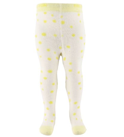 Collants Melton - Blanc/Jaune av. Points