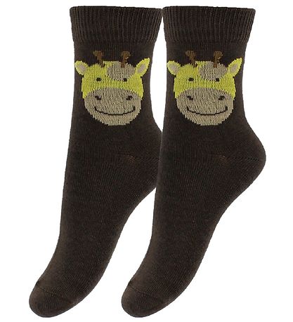Fuzzies Socken - 2er-Pack - Braun m. Giraffe