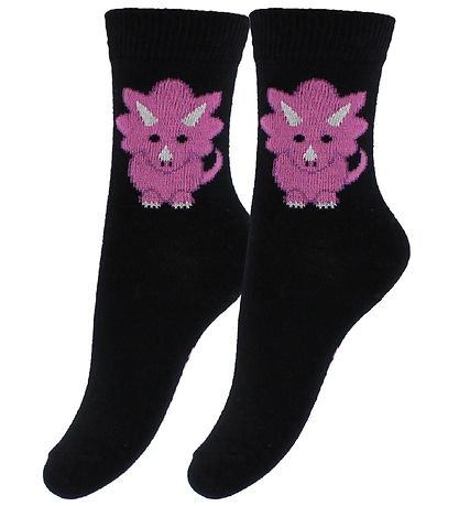 Fuzzies Socken - 2er-Pack - Schwarz m. Dino