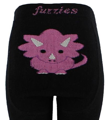 Fuzzies Strømpebukser - Svart m. Dino