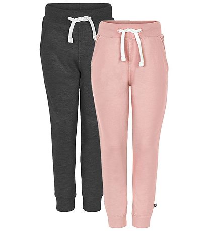 Minymo Jogginghosen - 2er-Pack - Pink/Grau