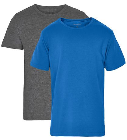 Minymo T-Shirt - 2er-Pack - Blau/Grau