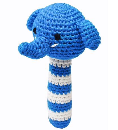 NatureZoo Rattle - Sir Elephant - Blue/White