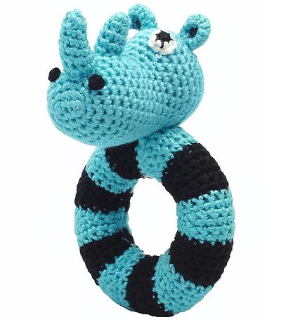 NatureZoo Rattle - Round - Sir Rhinoceros - Turquoise/Black
