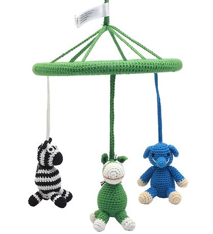 NatureZoo Baby Mobile - Green w. Donkey/Elephant/Zebra