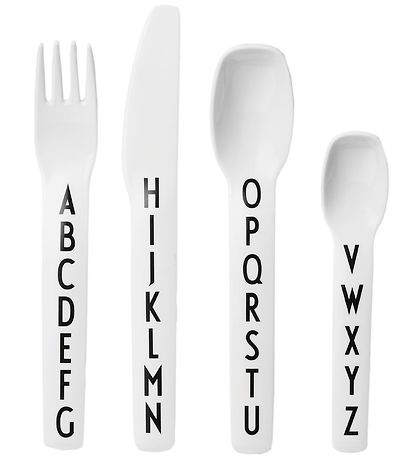Design Letters Melaminbesteck - 4 st.. - Weiß m. Alphabet