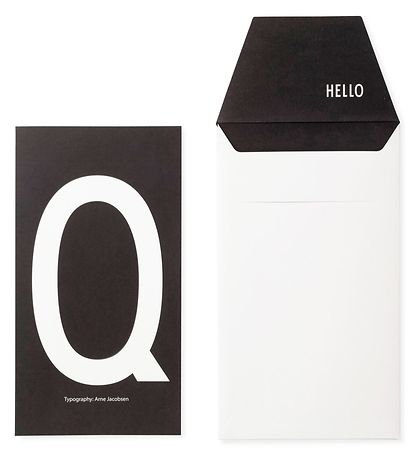 Design Letters Card w. Envelope - Black w. Q