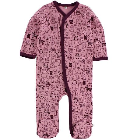 Pippi Baby Strampler - 2er-Pack - Pink/Lila m. Print