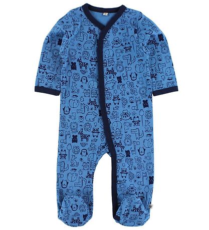 Pippi Baby Strampler - 2er-Pack - Blau/Hellblau m. Print