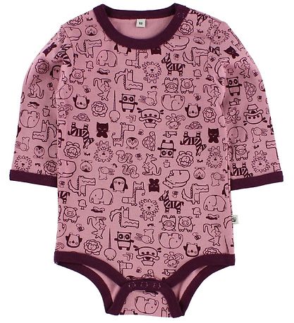 Pippi Samfellur L/Æ - 4 Pakki - Bleikt/Fjólublátt M. Mynstur