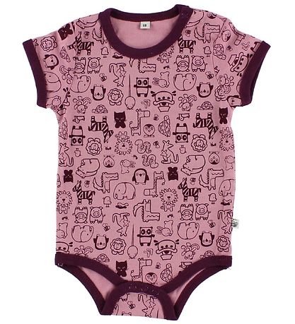 Pippi Baby Bodysuit - 4-Pack - S/S - Rose/Purple Pattern