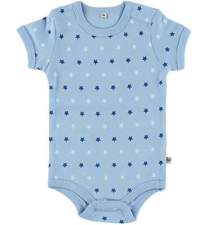 Pippi Baby Bodysuit - 4-Pack - S/S - Blue/Light Blue Pattern