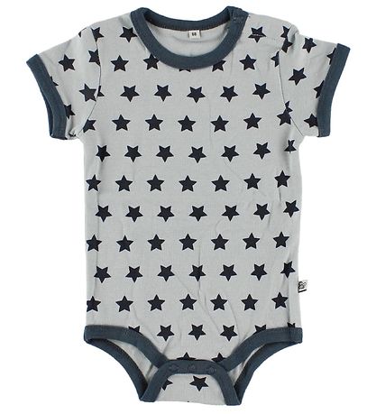 Pippi Baby Bodysuit - 4-Pack - S/S - Blue/Light Blue Pattern