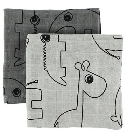 Done By Deer Spucktücher - 2er-Pack - 70x70 - Grau m. Elphee