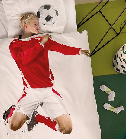 Snurk Sängkläder - Vuxen - Röd Fotbollsspelare