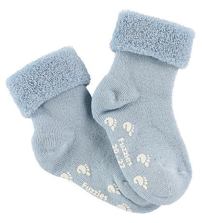 Fuzzies Bremsusokkar - Non-Slip Botn - Ljósblár