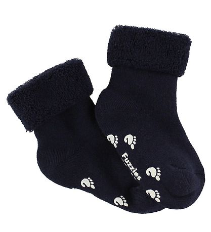 Fuzzies Bremsusokkar - Non-Slip Neðst - Dökkblátt