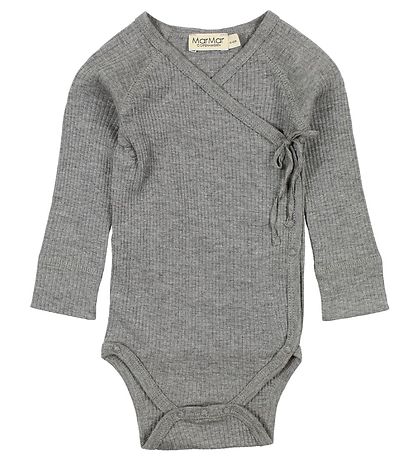 MarMar Wikkelromper l/s - Rib - Modaal - Grijs Gevlekt