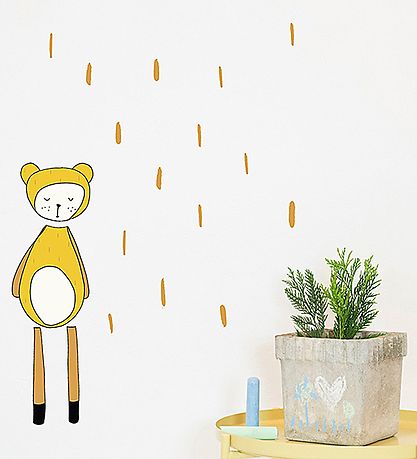 Fabelab Wallstickers - Dreamy Friend Bear - Gult M. Björn