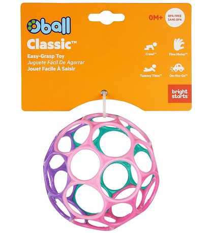 Oball Classic+ Bolti - 8 cm - Bleikt/Grænt/Fjólublátt/Bleikt