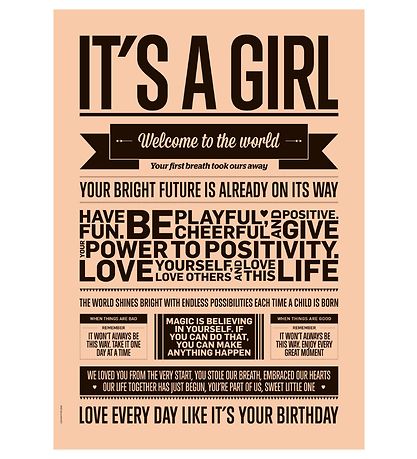 I Love My Type Veggspjald - A3 - Love Typography - It's A Girl