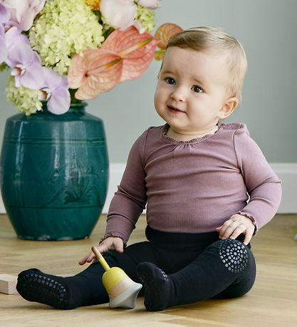 GoBabyGo Non-Slip Tights - Wool - Dark Grey Melange