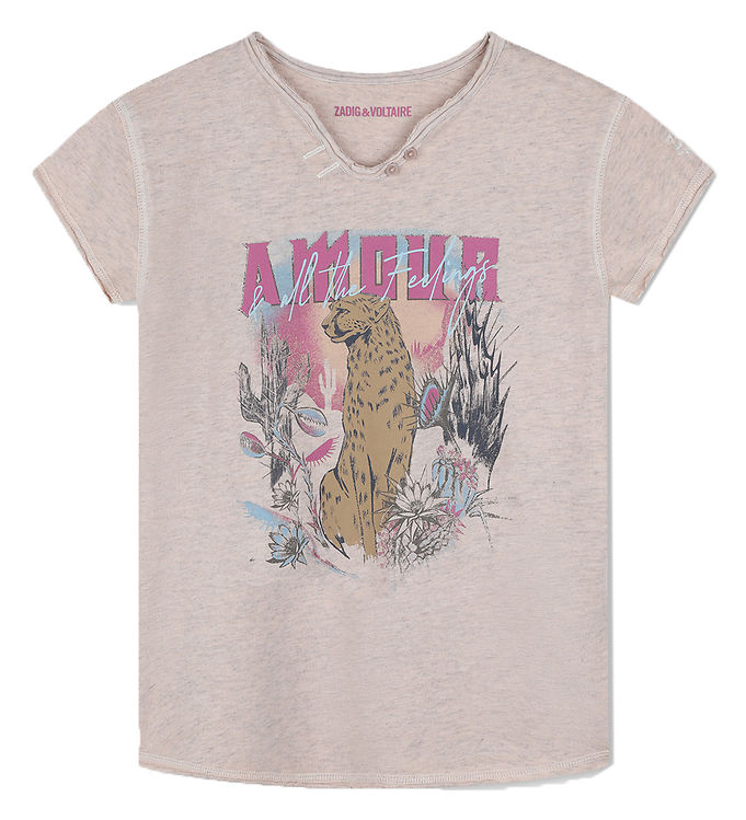 Zadig & Voltaire T Shirt Apricot M. Tryck