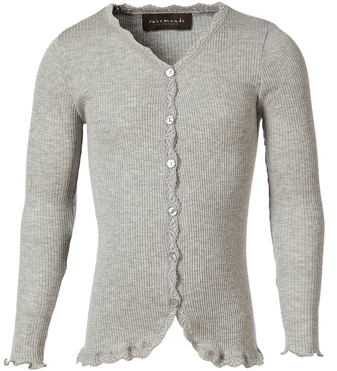 Rosemunde Cardigan Silk Cotton Rib Light Grey Melange KW RO