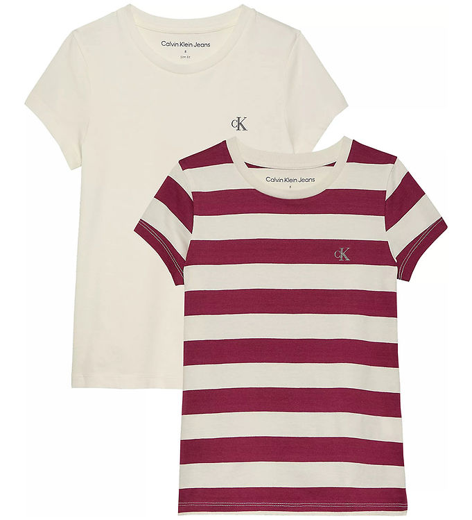 Calvin Klein T shirt 2 Pack Stripe Slim Bright White Rich C KW RO