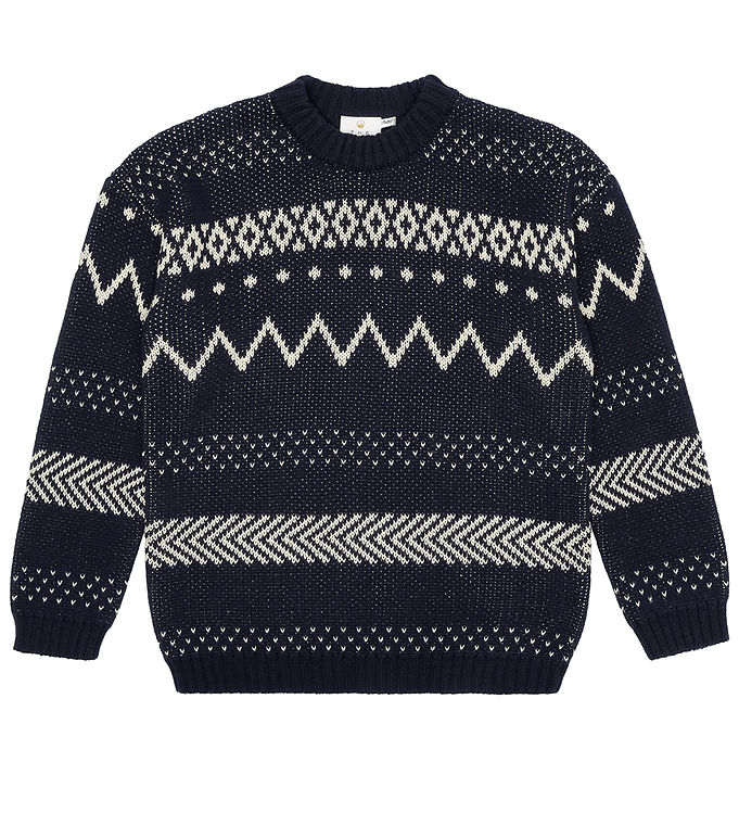The New Tröja Stickad Tnlinus Jacquard Marinblå Blazer