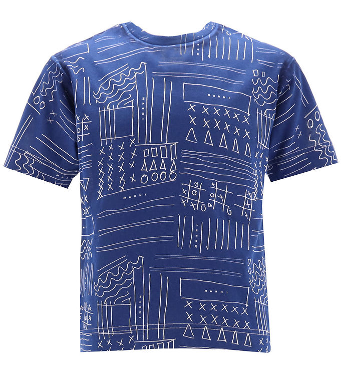 Marni T Shirt True Blue/vit M. Tryck