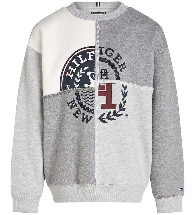 Tommy Hilfiger Sweatee Shirt Splitsad Utskrivet Grey Heather Mi
