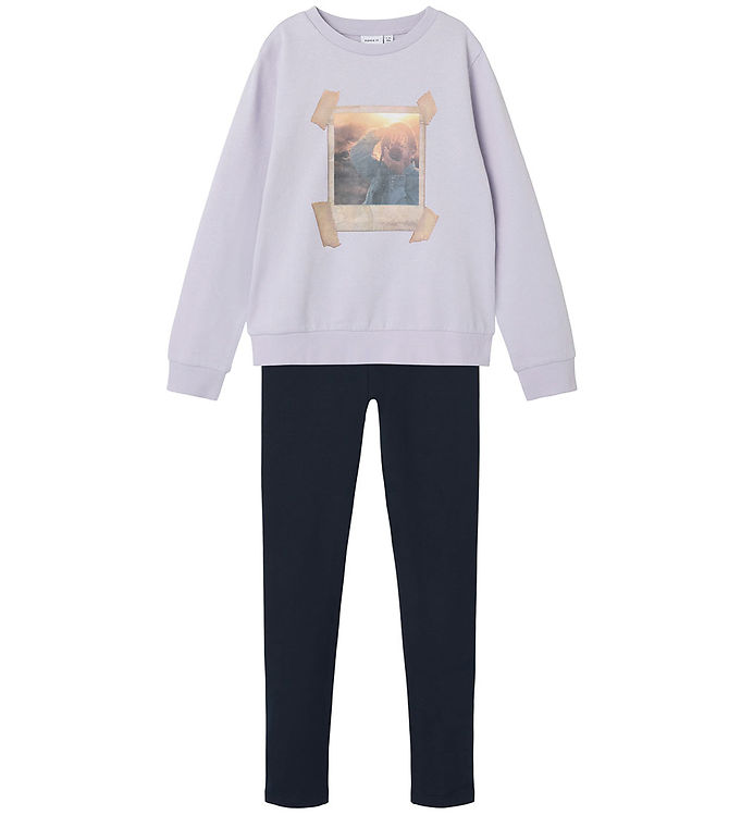 Name It Sweatset Sweatee Shirt/sweatpants Nkfoliana Orchid Pe