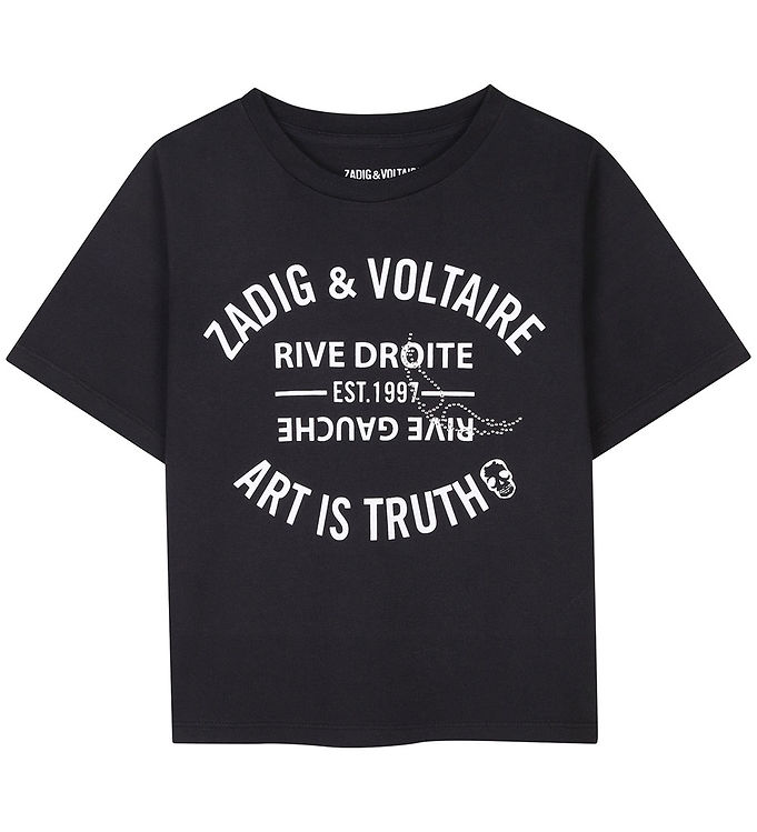 Zadig & Voltaire T Shirt Svart M. Tryck/paljetter