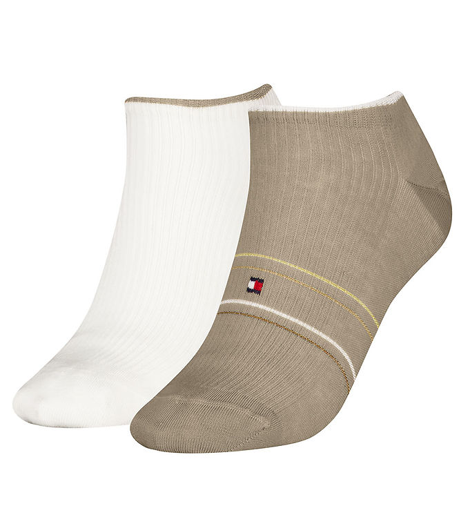 Tommy Hilfiger Ankelstrumpor 2 Pack Sand/vit