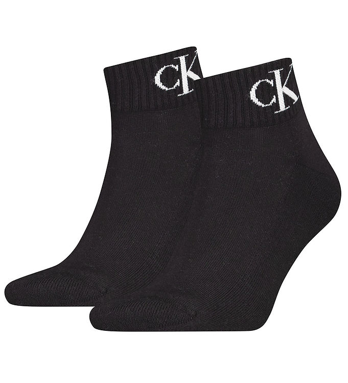 Calvin Klein Ankelstrumpor 2 Pack Svart M. Logo