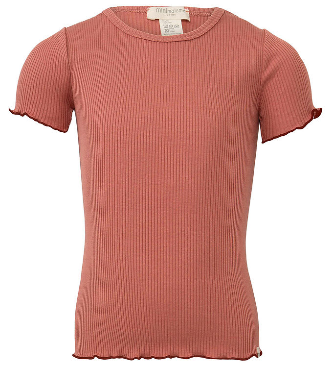 Minimalisma T-shirt - Rib - Silke/Bomull - Blomma - Antikröd/