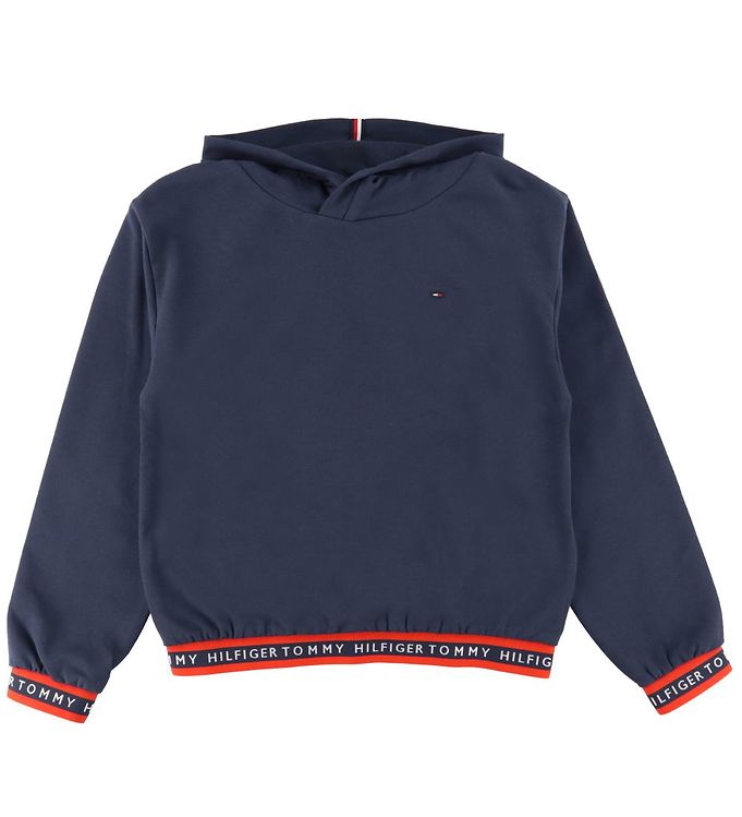 Tommy Hilfiger Hoodie - Logo Rib - Twilight Navy » Fast Shipping