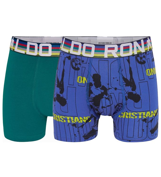 Ronaldo Boxers - 2-pack - Turquoise/Blue w. Print » Kids