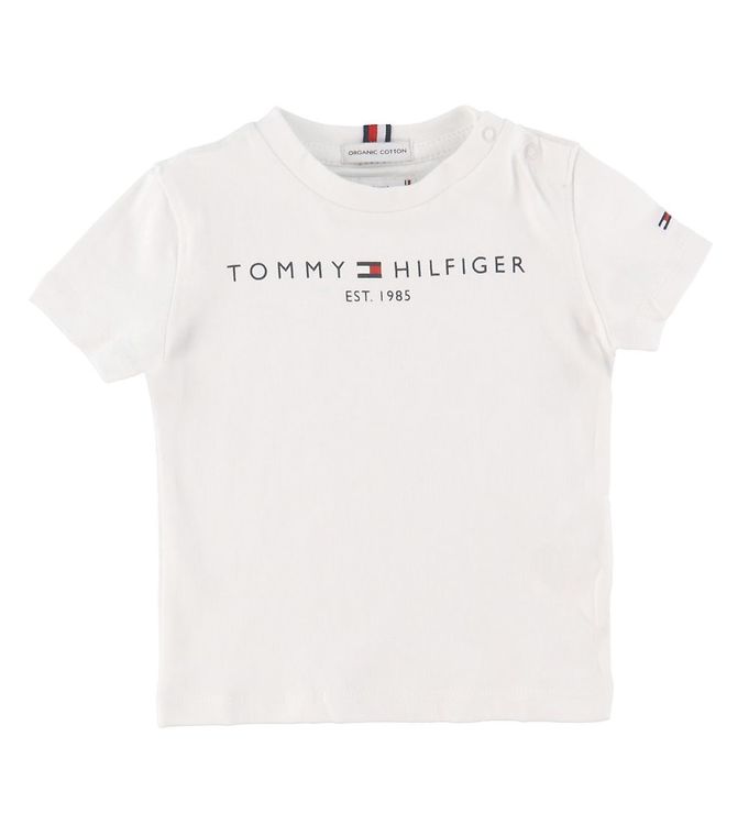 brænde Ferie lille Tommy Hilfiger T-shirt - Essential - Organic - White