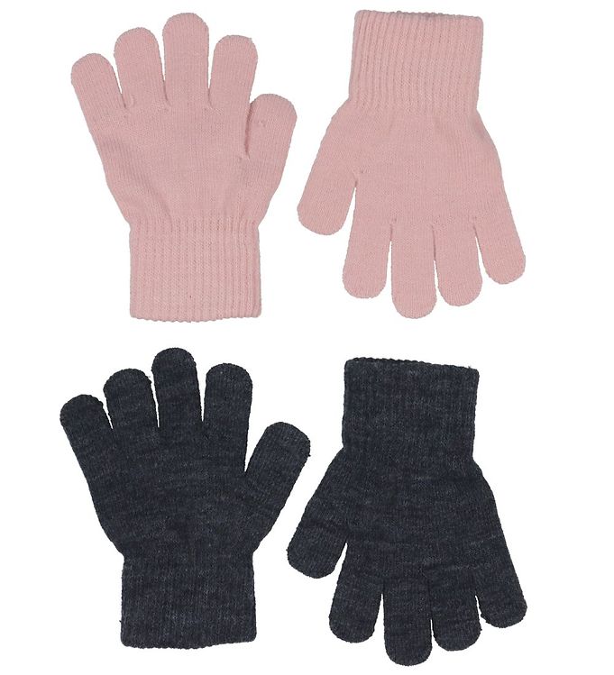 - Dunkelgrau/Pink Strick 2er-Pack Melton - - Handschuhe