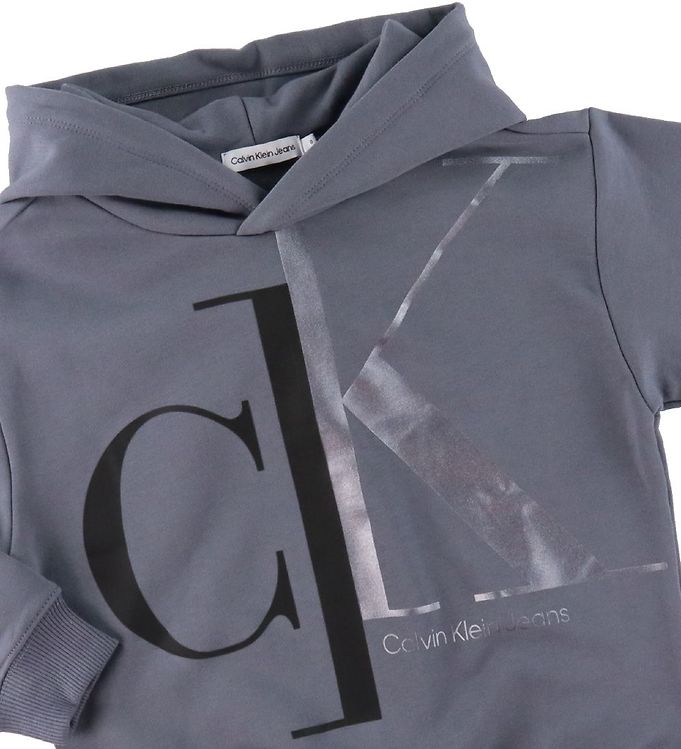 Calvin Klein Hoodie Relaxed Mixed Monogram Asphalt Gre