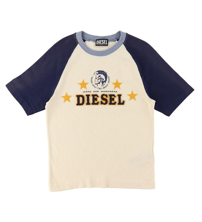 Diesel T Shirt Turry D4D Over Beige Blue Prompt Shipping