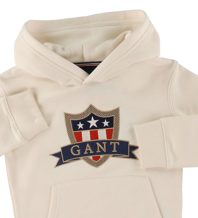 GANT Hoodie Banner Shield Cream ASAP Shipping