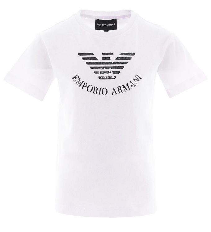 Emporio Armani T-shirt - White/Black w. Glitter » ASAP Shipping