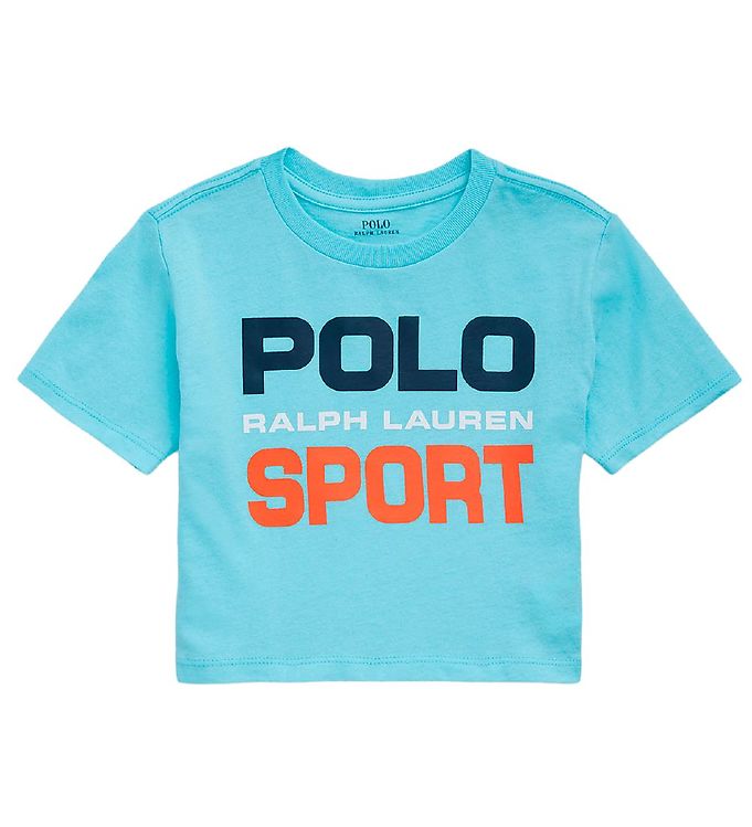 Polo Ralph Lauren T-shirt - Cropped - Polo Sport - Light Blue w.