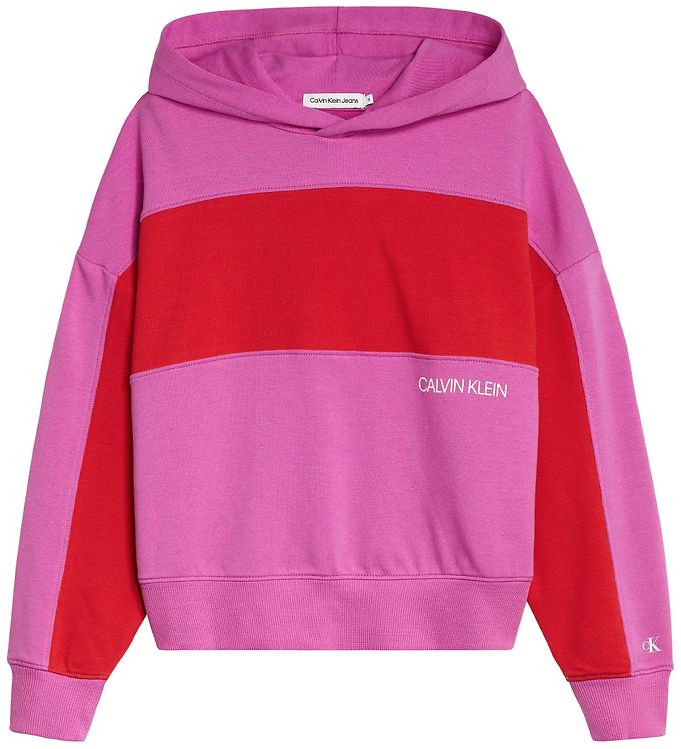 Calvin Klein Hoodie - Colour Block - Lucky Pink/Red